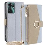 Per OPPO Reno11 F 5G Custodia per cellulare in pelle con texture litchi a tracolla (blu)