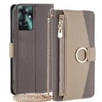 Per OPPO Reno11 F 5G Custodia per cellulare in pelle con texture litchi a tracolla (grigio)