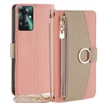 Per OPPO Reno11 F 5G Custodia per cellulare in pelle con texture litchi a tracolla (rosa)