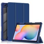 Per Samsung Galaxy Tab S6 Lite Custodia per tablet in pelle acrilica 3 volte in tinta unita in tinta unita (blu scuro)
