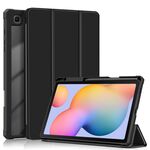 Per Samsung Galaxy Tab S6 Lite Custodia per tablet in pelle astuta in tinta unita in acrilico 3 volte (nera)