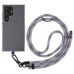 Cordino a tracolla in nylon con catena da collo anti-smarrimento per telefono con trama S da 8 mm, lunghezza regolabile: circa 75-135 cm (nero viola)