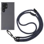 Cordino a tracolla in nylon con catena da collo anti-smarrimento per telefono con trama S da 8 mm, lunghezza regolabile: circa 75-135 cm (nero blu)
