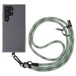 Cordino a tracolla in nylon con catena da collo anti-smarrimento per telefono con trama S da 8 mm, lunghezza regolabile: circa 75-135 cm (nero verde)