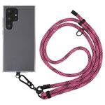 Cordino a tracolla in nylon con catena da collo anti-smarrimento per telefono con trama S da 8 mm, lunghezza regolabile: circa 75-135 cm (nero rosa rosso)
