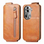 Per OPPO Reno11 Pro Custodia per telefono in pelle con cerniera verticale a portafoglio con cerniera EU (marrone)