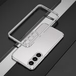 Per Samsung Galaxy S24 5G Serie Aurora Protezione per lenti + Custodia per telefono con struttura in metallo (Argento)