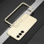 Per Samsung Galaxy S24 5G Serie Aurora Protezione per lenti + Custodia per telefono con struttura in metallo (Oro Argento)