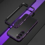 Per Samsung Galaxy S24 5G Serie Aurora Protezione per lenti + Custodia per telefono con struttura in metallo (Nero Viola)