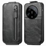 Per Xiaomi 14 Custodia per telefono in pelle con chiusura verticale a portafoglio con cerniera ultra (nera)