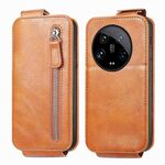 Per Xiaomi 14 Custodia per cellulare in pelle con portafoglio Ultra Zipper verticale (marrone)