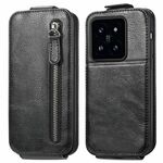 Per Xiaomi 14 Custodia per cellulare in pelle con chiusura verticale a portafoglio con cerniera (nera)