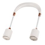 Ventilatore portatile da appendere al collo, ricarica USB, piccolo ventilatore da esterno a lunga durata (bianco)