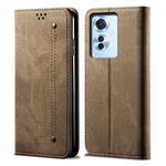 Per OPPO Reno11 F / F25 Pro Custodia in pelle con chiusura orizzontale stile casual con texture denim (cachi)