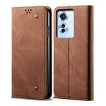 Per OPPO Reno11 F / F25 Pro Custodia in pelle con chiusura orizzontale stile casual con texture denim (marrone)