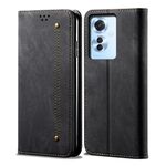 Per OPPO Reno11 F / F25 Pro Custodia in pelle con chiusura orizzontale stile casual con texture denim (Nero)