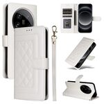Per Xiaomi 14 Custodia a vibrazione in pelle Ultra Diamond Lattice (bianca)