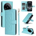 Per Xiaomi 14 Custodia a vibrazione in pelle Ultra Diamond Lattice (verde menta)