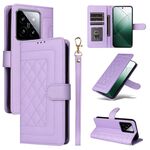 Custodia per cellulare Flip in pelle con reticolo di diamanti Xiaomi 14 5G (viola chiaro)