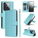 Per Xiaomi 14 Pro 5G Custodia per cellulare in pelle con reticolo diamantato (verde menta)