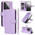 Per Xiaomi 14 Pro 5G Custodia per cellulare in pelle con reticolo diamantato (viola chiaro)