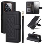 Per Xiaomi 14 Pro 5G Custodia per cellulare in pelle con reticolo di diamanti (nera)