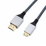 Cavo intrecciato per trasmissione video HDTV a Mini HDTV 4K UHD, lunghezza: 1 m (grigio)