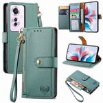 Per OPPO Reno11 F 5G Love Custodia in pelle con cordino e cerniera (verde)