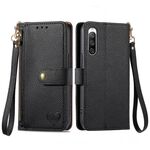 Per Sony Xperia 10 IV Love Custodia in pelle con cordino e cerniera (nera)