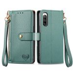 Per Sony Xperia 10 IV Love Custodia in pelle con cordino e cerniera (verde)