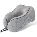 Cuscino a forma di U in memory foam di seta ghiacciata color block Cuscino portatile per la cura del collo per pisolini (grigio)