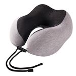 Cuscino portatile per la cura del collo da viaggio a forma di U in memory foam di cotone lavorato a maglia (grigio chiaro)