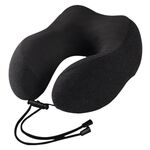 Cuscino portatile per la cura del collo da viaggio a forma di U in memory foam di cotone lavorato a maglia (grigio nero)