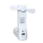 PS-J009 Mini ventilatore portatile pieghevole con cicalino luminoso 4 in 1 a LED con funzione Power Bank (bianco latte)