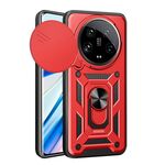 Per Xiaomi 14 Custodia per fotocamera ultra scorrevole con design TPU ibrido per PC (rosso)