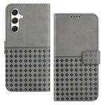 Per Samsung Galaxy S23 FE 5G Custodia per telefono in pelle con blocco RFID intrecciato in rilievo (grigio)