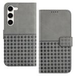 Custodia per telefono in pelle con blocco RFID in tessuto goffrato per Samsung Galaxy S23 5G (grigio)
