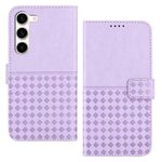 Custodia per telefono in pelle con blocco RFID in tessuto goffrato per Samsung Galaxy S23 5G (viola)