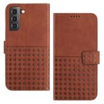 Custodia per telefono in pelle con blocco RFID in tessuto goffrato per Samsung Galaxy S22 5G (marrone)