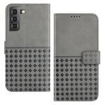 Custodia per telefono in pelle con blocco RFID in tessuto goffrato per Samsung Galaxy S22 5G (grigio)