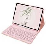 Per Xiaomi Pad 5 / Pad 5 Pro Custodia in pelle per tablet con tastiera Bluetooth da 11 pollici con cappuccio rotondo e slot per penna (rosa)