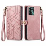 Per OPPO Reno11 F 5G Custodia per telefono in pelle con cerniera geometrica portafoglio con fibbia laterale (rosa)