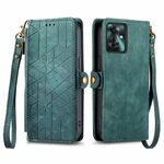 Per OPPO Reno11 F 5G Custodia per telefono in pelle con cerniera geometrica portafoglio con fibbia laterale (verde)
