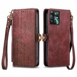 Per OPPO Reno11 F 5G Custodia per telefono in pelle con cerniera geometrica portafoglio con fibbia laterale (rosso)