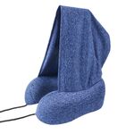 Cuscino portatile per la cura del collo da viaggio con cuscino in memory foam a forma di U con cappuccio (blu)