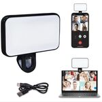 Clip per selfie con luce di riempimento a 3 colori ricaricabile per telefono, laptop, tablet per riunioni (nero)