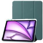 Custodia per tablet in pelle tripla in acrilico trasparente per iPad Air 13 2024 (verde scuro)
