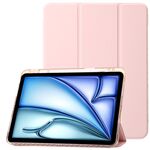 Custodia per tablet in pelle tripla in acrilico trasparente per iPad Pro 11 2024 (rosa)