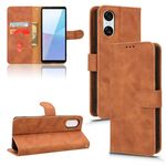 Custodia magnetica in pelle per Sony Xperia 10 VI 2024 Skin Feel (marrone)