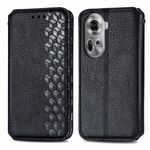 Per OPPO Reno11 5G EU Custodia per cellulare in pelle magnetica pressata con griglia cubica (nera)